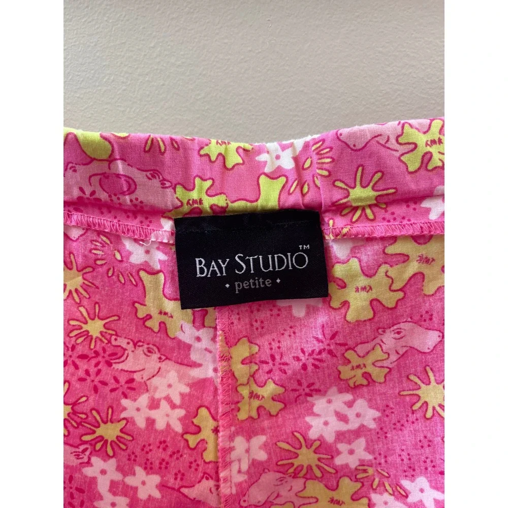 Bay Studio Petite Pink Floral Hippo Print Skort Side Zip Retro Y2K Style